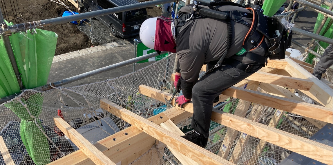 某ハウスメーカー建て方作業風景②